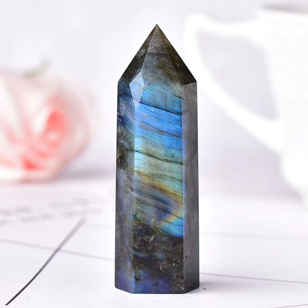 Mystic Aura Labradorite Crystal Suncatcher with Rainbow Prism