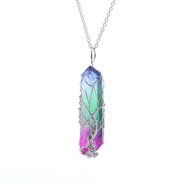 Rainbow Aura Quartz Healing Necklace It is useful to prevent your mind to get affected by evilness. It has the power to stop using energy excessively.